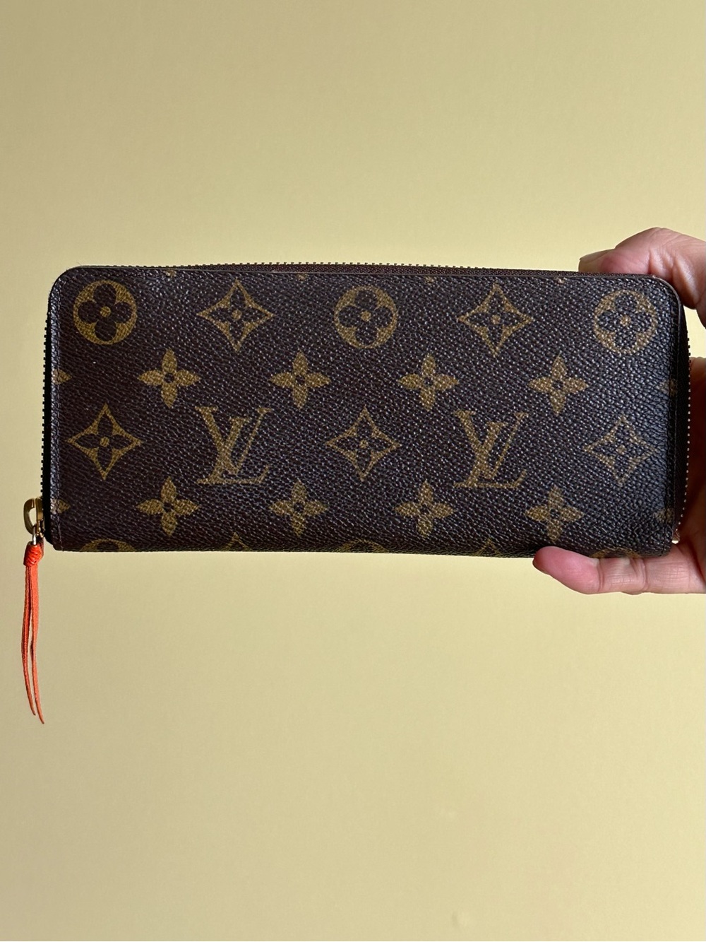 Louis Vuitton Monogram Clemence Wallet Blood Orange Interior